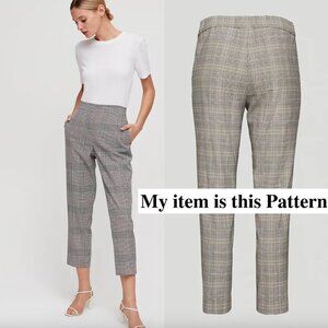 Aritzia Babaton Plaid Checked Conan Dress Pant Cropped Straight Leg High Waist 6
